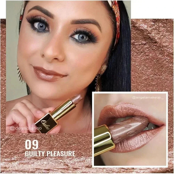 Oulac Women Metallic Shine Brown High Impact color Lipstick Guilty Pleasure 09 - Picture 2 of 8
